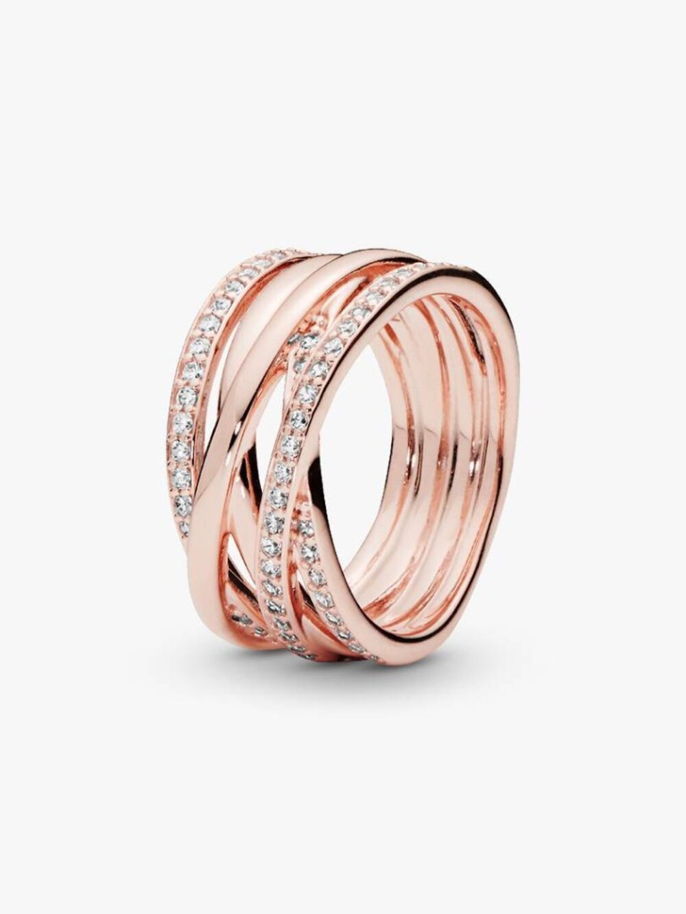 Pandora Rose Gold Sparkling & Polished Lines Ring